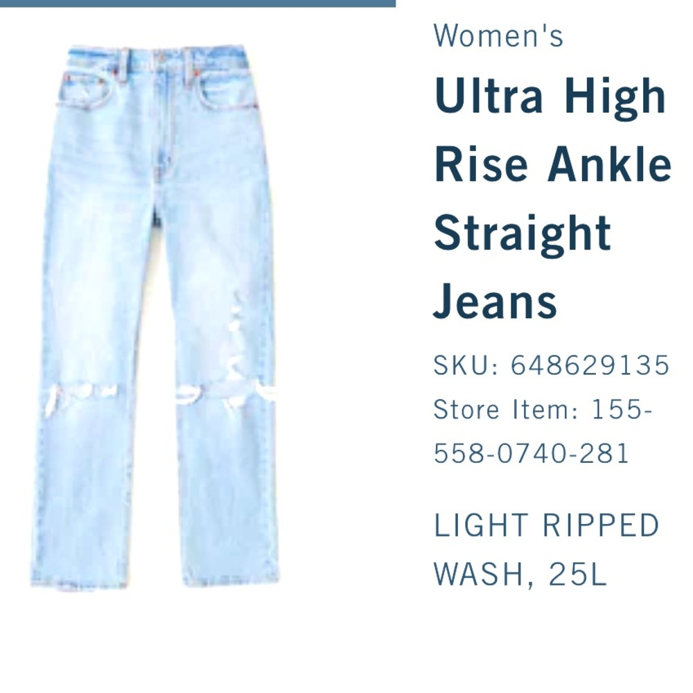 Best selling Abercrombie & Fitch ultra high rise ankle straight jean